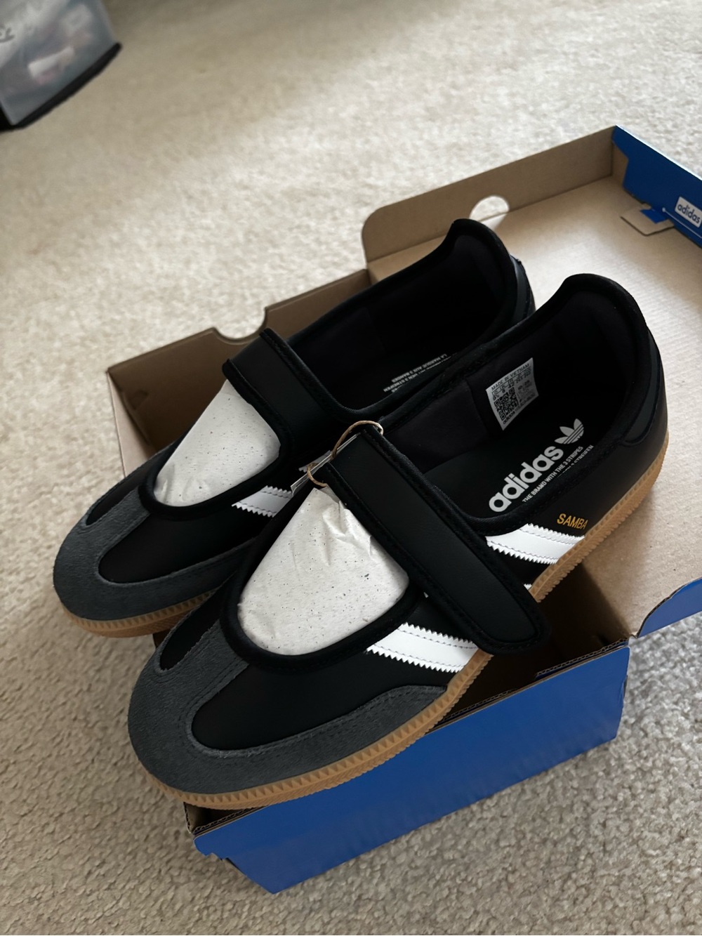 adidas Samba Black White Gum Strap Shoes